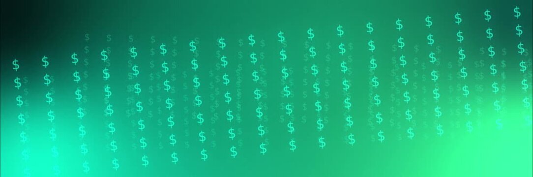 Cyan and green dollar pattern background template animation
