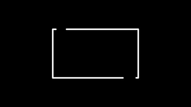 Text quote sign. White Icon with long shadow at white background. rectangle box with quotation marks animation animation on black background.