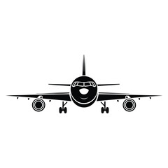 Black airplane silhouette front view with plane symbol suitable for aviation themes transportation graphics and travel related designs © Nasly prart