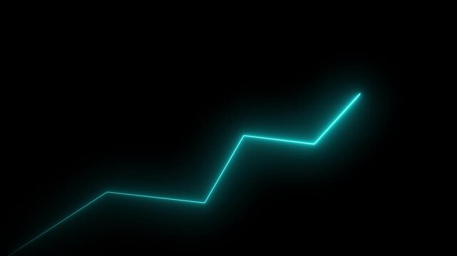 Neon business growth arrow animation. abstract business down to up arrow animation. Glowing neon graph lines that are sloping downward 4k video animation.