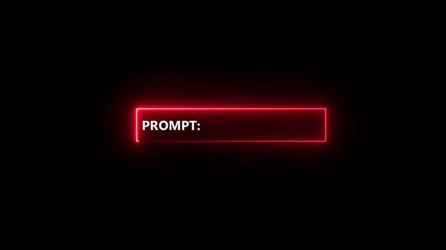 Neon outline text box with the word PROMPT in purple and a blinking cursor on a dark Generate title without using the word "Title:" before i animation on black background.