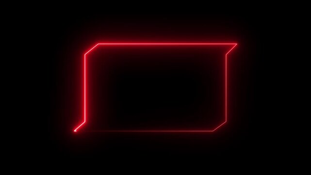 Rectangular neon frame with bright magenta corners and edges on a dark Generate title without using the word "Title:" before it black background.