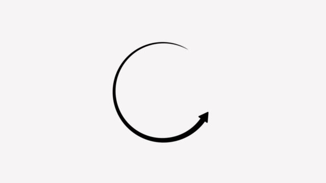 black circular arrow appears animation on black background.