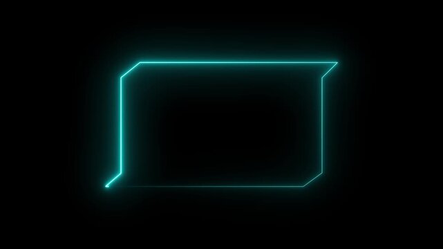 Rectangular neon frame with bright magenta corners and edges on a dark Generate title without using the word "Title:" before it black background.