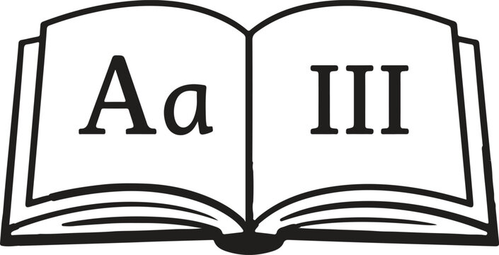 Open Book Educational Alphabet Line Art Vector Icon