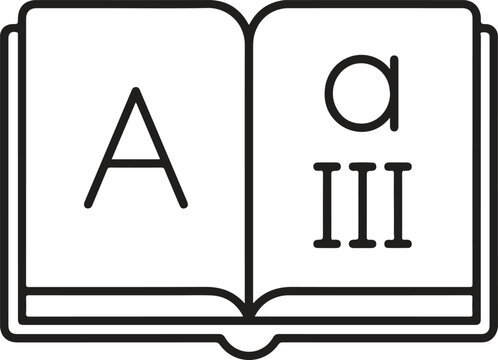 Alphabet Book Education Language Line Art Vector Icon