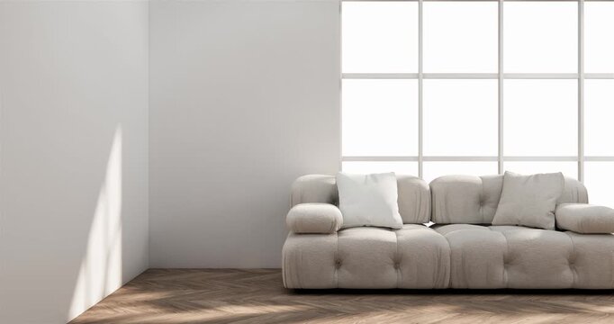 sofa and decoration japanese on Modern room interior wabisabi style.3D rendering