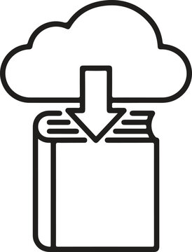 Cloud Download Digital Ebook Line Art Vector Icon