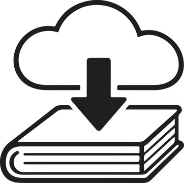 Cloud Download Ebook Line Art Vector Icon
