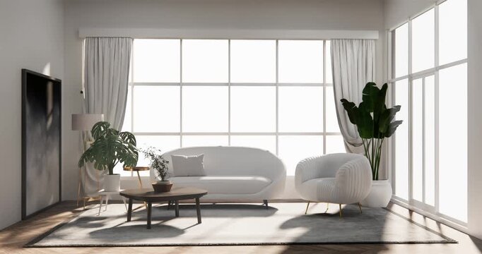 sofa and decoration japanese on Modern room interior wabisabi style.3D rendering