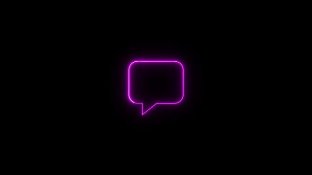 Glowing neon color message box icon conversation notice message icon animation.Neon text message icon.Glowing neon light massage icon animation.Animated neon line massage icon with massage icon.4k