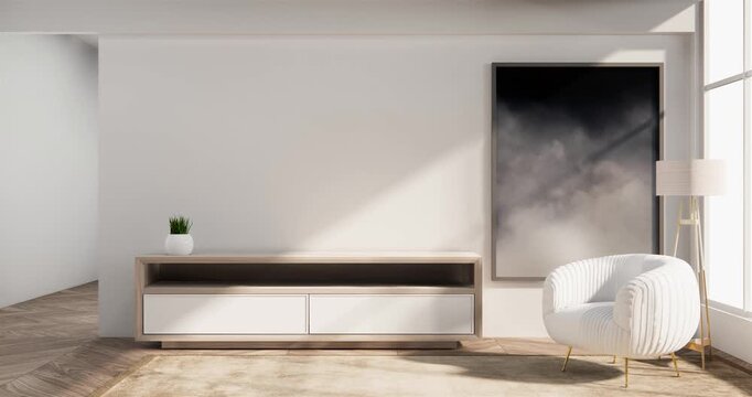 sofa and decoration japanese on Modern room interior wabisabi style.3D rendering
