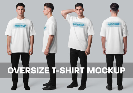 4 Oversize T-Shirt Mockup Set