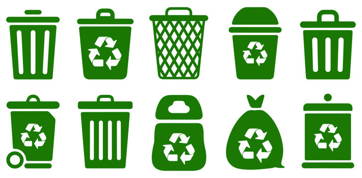 trash can icon vector set