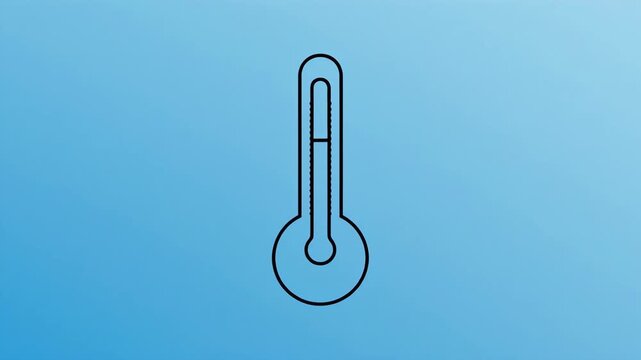 Thermometer rising indicating temperature increase with clean blue gradient background for healthcare or science concepts