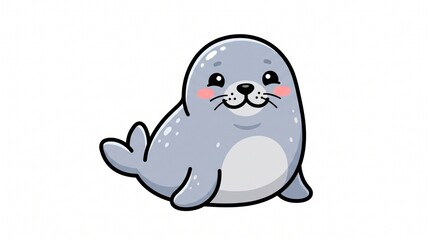 Naklejka premium Cute baby seal cartoon illustration isolated on white background