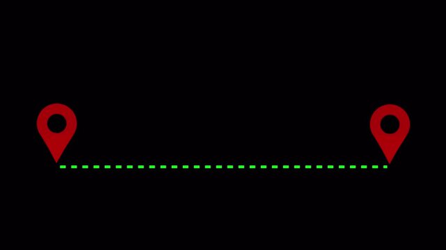 Distance from one place to another is one kilometer. location icon in 4k animation with alpha channel location icon animation on transparent background