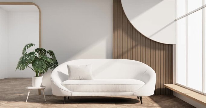 sofa and decoration japanese on Modern room interior wabisabi style.3D rendering