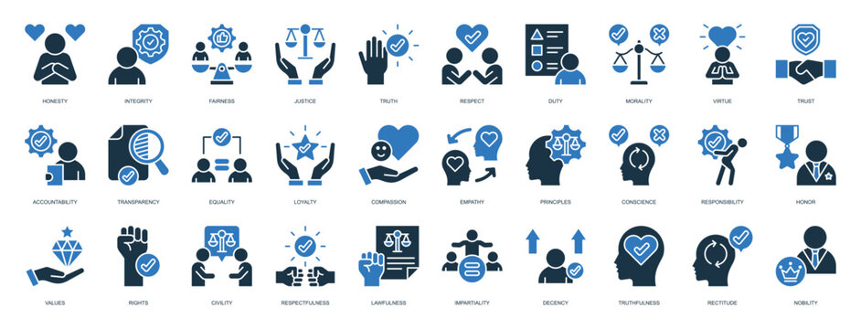 Ethics Icon Set Glyph Two Color Style