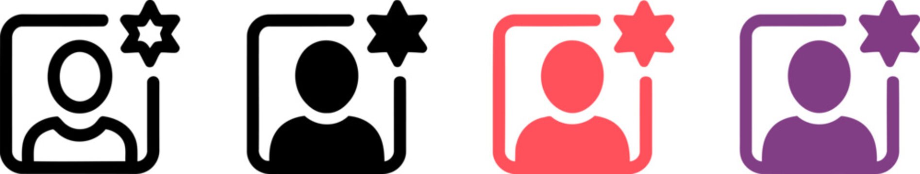 Favorite user icon, important contact, starred profile, vip person symbol, premium member avatar
