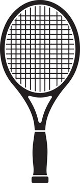 Tennis Racket Vector Icon Sports Racquet Silhouette Isolated Black Tennis Equipment Illustration .