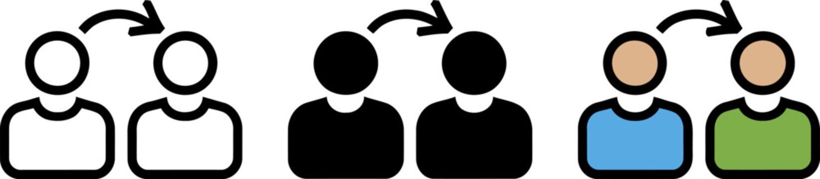 User transfer icon set person exchange symbol user migration sign