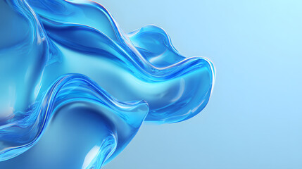 Obraz premium Abstract flowing liquid silk texture in blue with glossy wave forms and soft reflections creating elegant motion and calm atmosphere