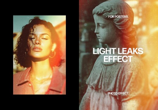 Vertical Light Leaks Photo Effect For Poster And Print Design