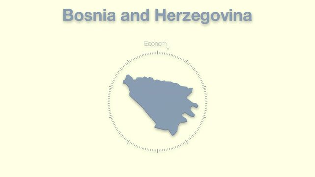 Bosnia & Herzegovina MAP revealing minimalistic animated data analytics for presentations, videos, corporate, documentery 