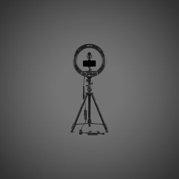 Vintage black camera mounted on tripod with lens cap
