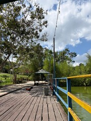 Obraz premium wooden bridge over the river