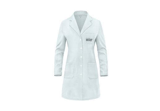 Women's Lab Coat Front View Mockup Template for Merchandise Display