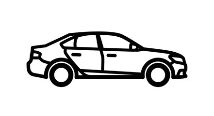 Fototapeta premium Simple Line Drawing of a Sedan Car
