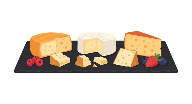 Gourmet cheese platter with assorted wedges and fresh berries