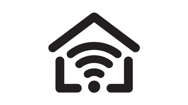 House icon containing a wireless signal symbol represents the concept of smart home connectivity and local network access.