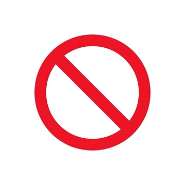 A red circle with a diagonal line through it on a white background