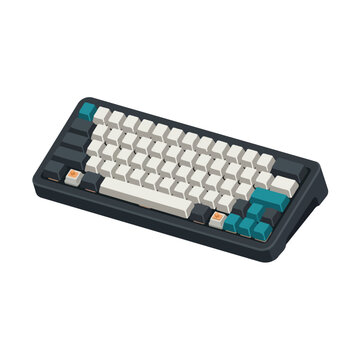 keyboard isometric vector illustration with teal keys