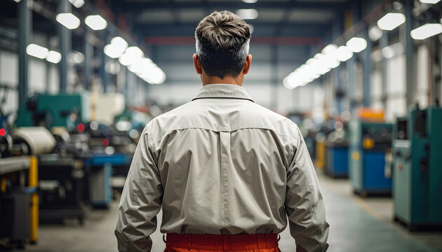 Worker wearing a hard hat in the factory