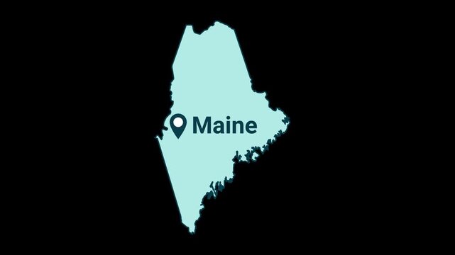 Maine State map with location pin animation