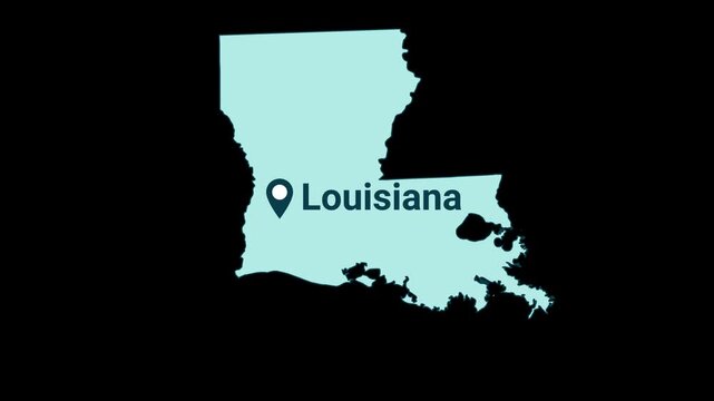 Louisiana State map with location pin animation