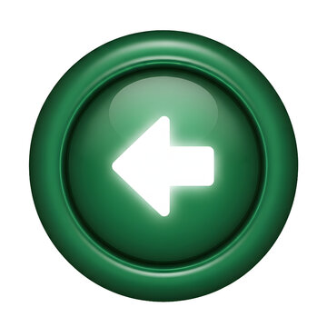 Green 3D button with a white arrow pointing left