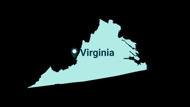 Virginia State map with location pin animation