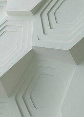 Fototapeta premium Close-up of a white surface with a geometric pattern. the pattern is made up of multiple overlapping hexagons of different sizes and shapes.