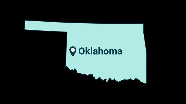 Oklahoma State map with location pin animation