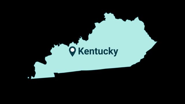 Kentucky State map with location pin animation