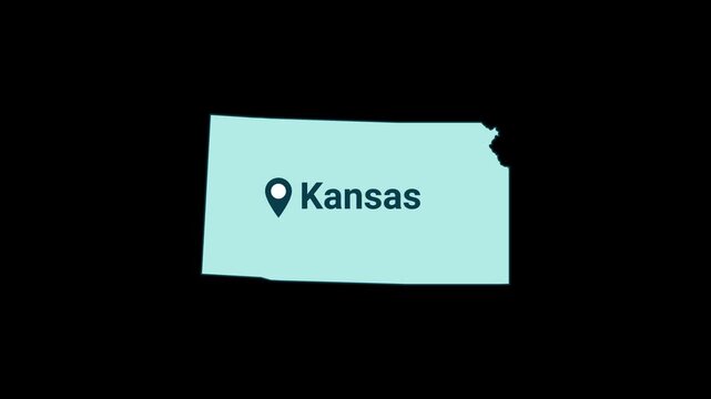 Kansas State map with location pin animation