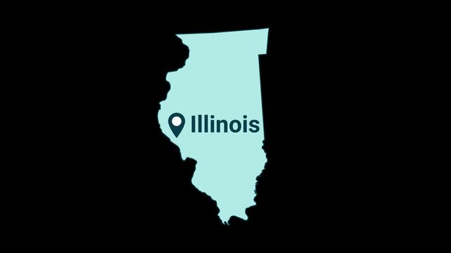 Illinois State map with location pin animation