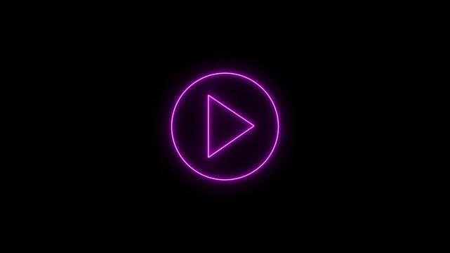 pink color play buttonon alpha transparent background. Start button. Neon glowing play button.4k animation motion graphics video withe alpha channel.