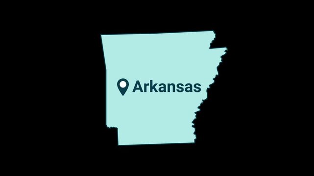 Arkansas State map with location pin animation