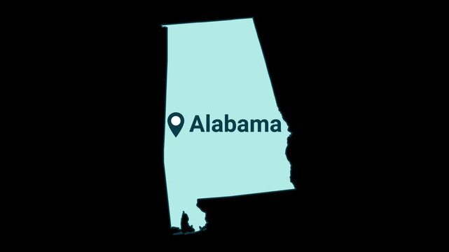 Alabama State map with location pin animation